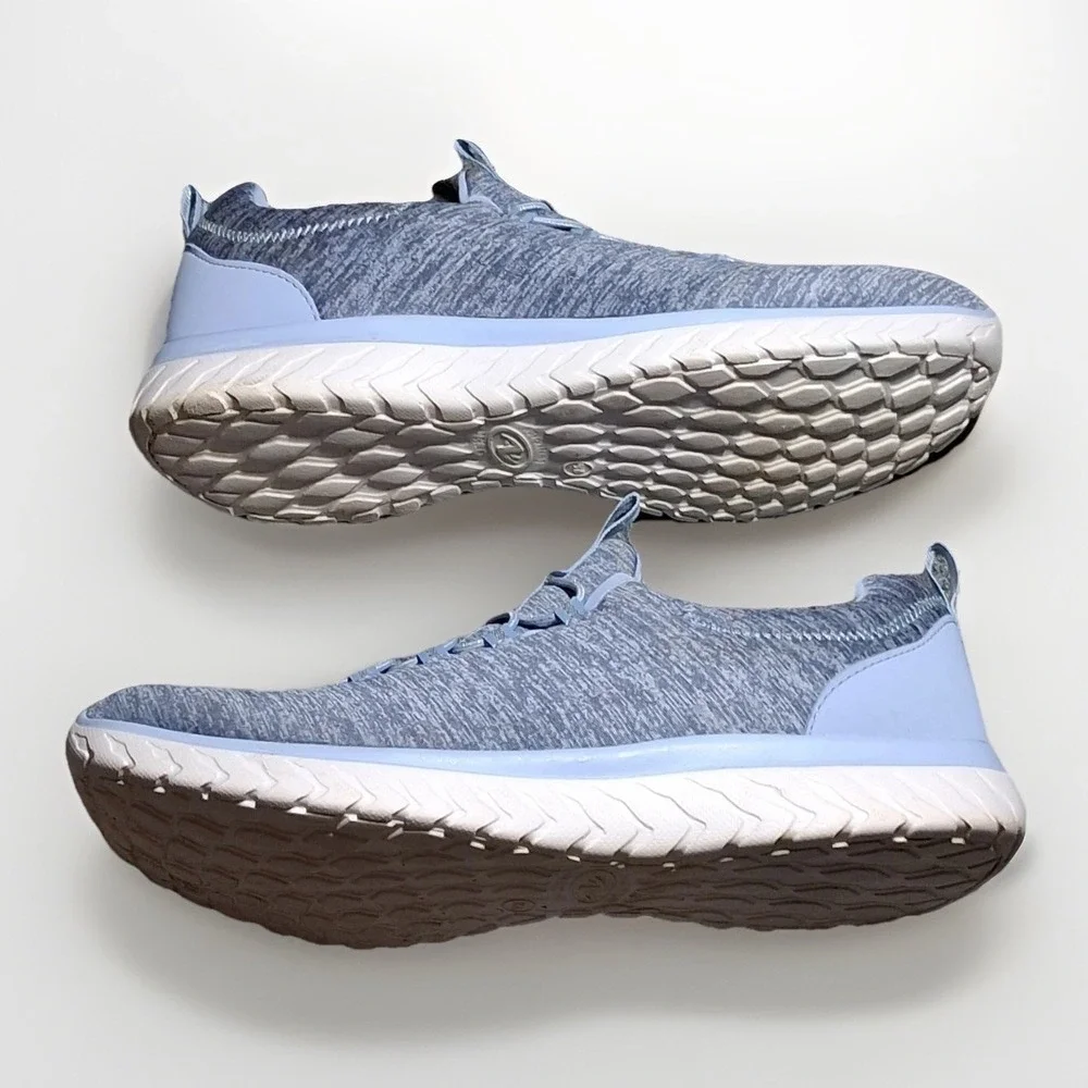 Athletic Works Womens Light Blue Space Dye Knit Slip On Bungee Sneakers 9W